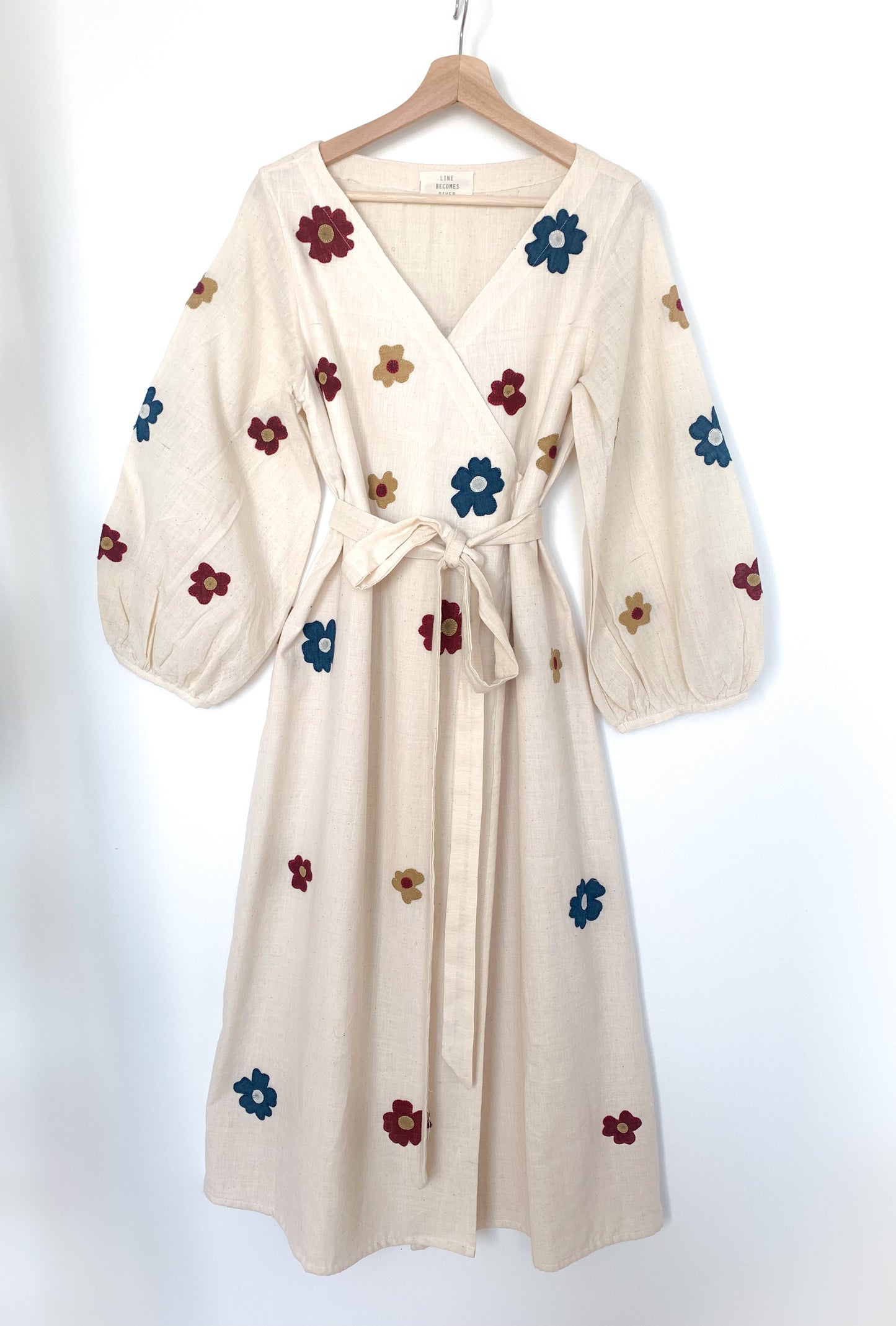 Appliqué Flowers Wrap Dress