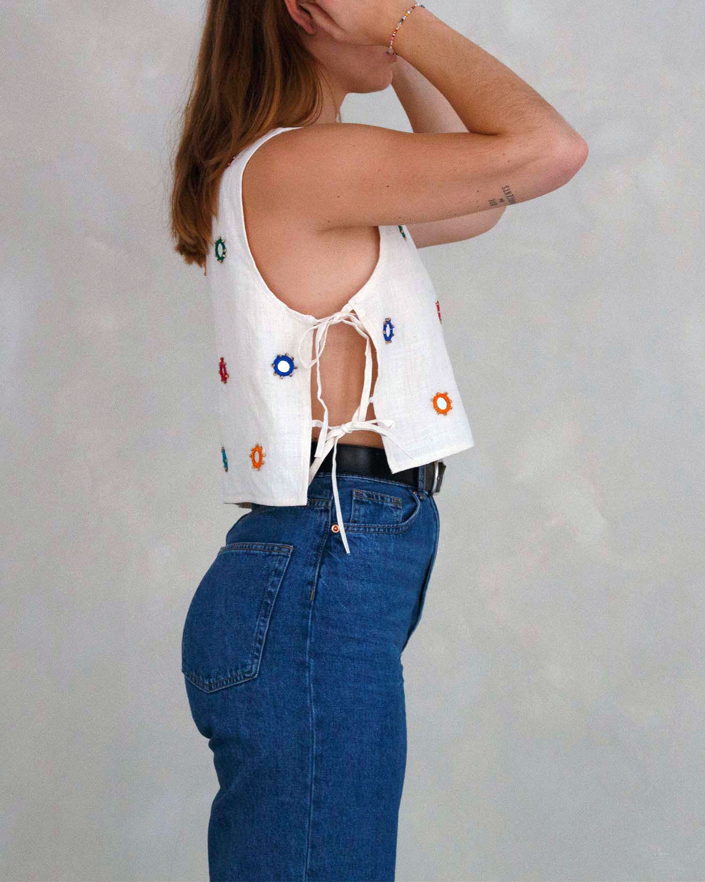 Mirror tie up blouse